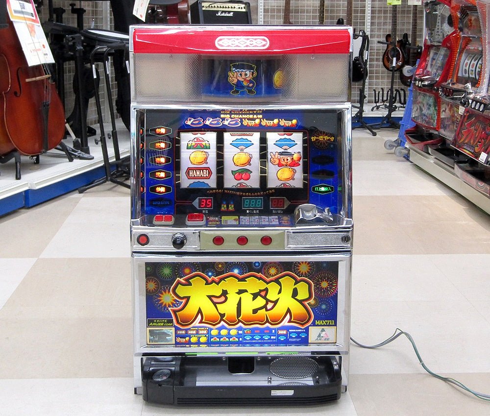 パチスロ実機 アルゼ 大花火 スロット コイン不要機搭載 100V電源対応 Vol調節有 個人宅配送可能 - 安心保証・業界最安値の販売 福助