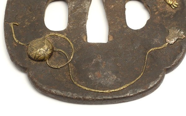 刀剣/日本刀 鍔/鐔 切込木瓜形 獅子模様 134g/直径84×78mm 武具/刀装具 - 安心保証・業界最安値の販売 福助