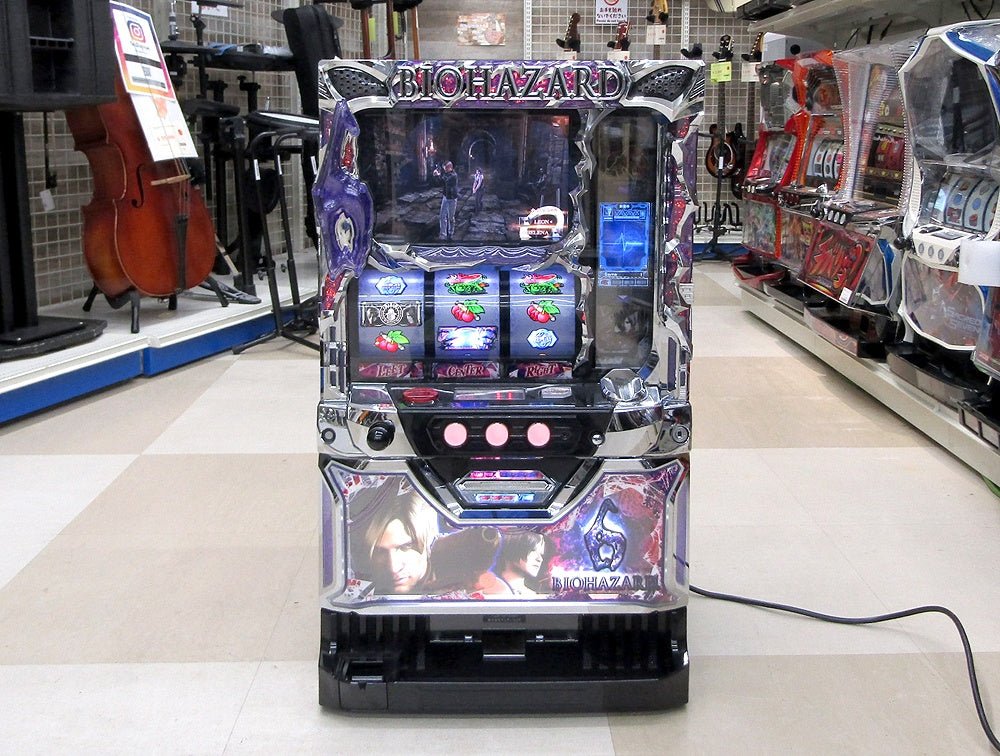 パチスロ実機 バイオハザード6 コイン不要機付き 家庭用電源対応 ボリューム調節有 スロット - 安心保証・業界最安値の販売 福助