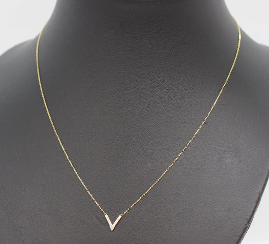 AHKAH(アーカー) 750(K18YG) ダイヤモンド Vチェーン ネックレス D0.12ct - 安心保証・業界最安値の販売 福助