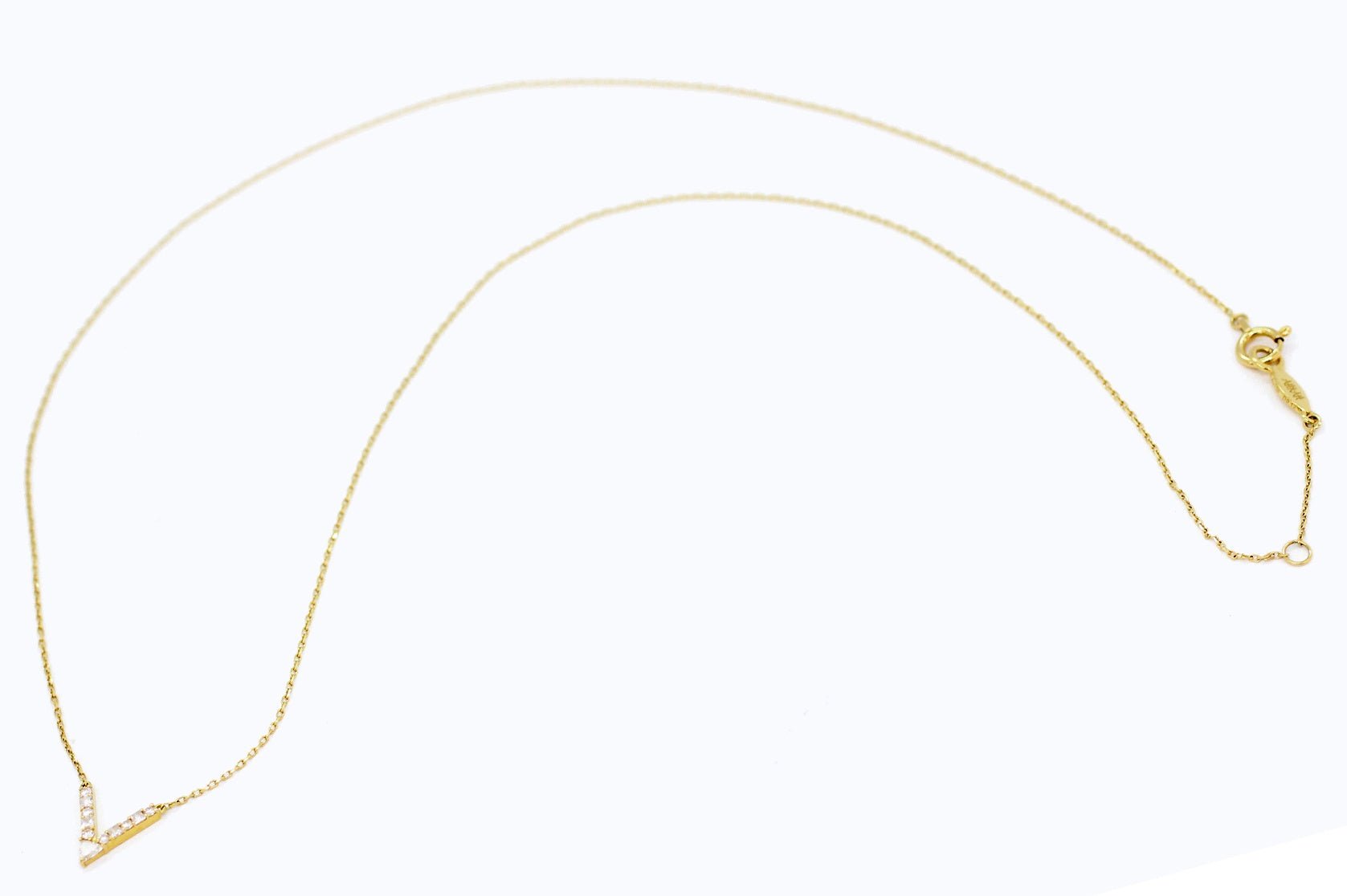 AHKAH(アーカー) 750(K18YG) ダイヤモンド Vチェーン ネックレス D0.12ct - 安心保証・業界最安値の販売 福助