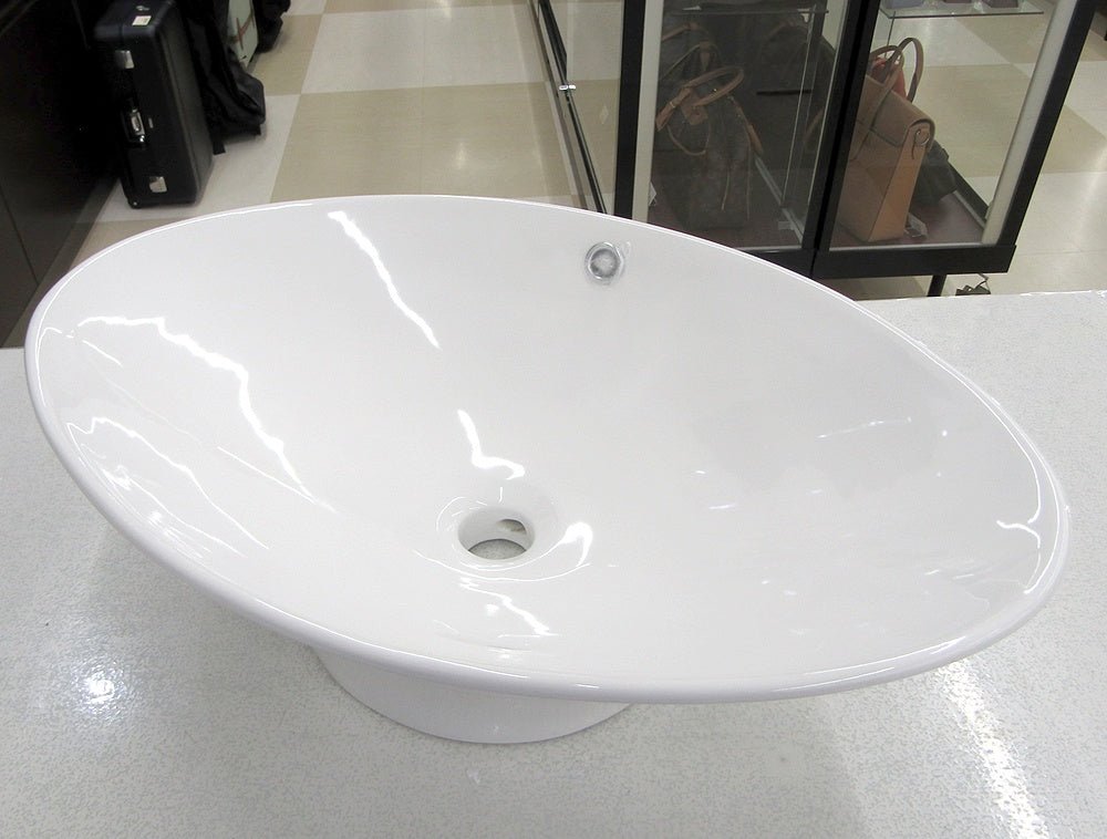 洗面ボウル B - 257 オーバル型 ホワイト 置型 卓上型 手洗いボウル 陶器 - 安心保証・業界最安値の販売 福助