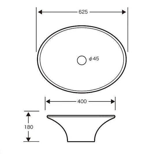 洗面ボウル B - 257 オーバル型 ホワイト 置型 卓上型 手洗いボウル 陶器 - 安心保証・業界最安値の販売 福助
