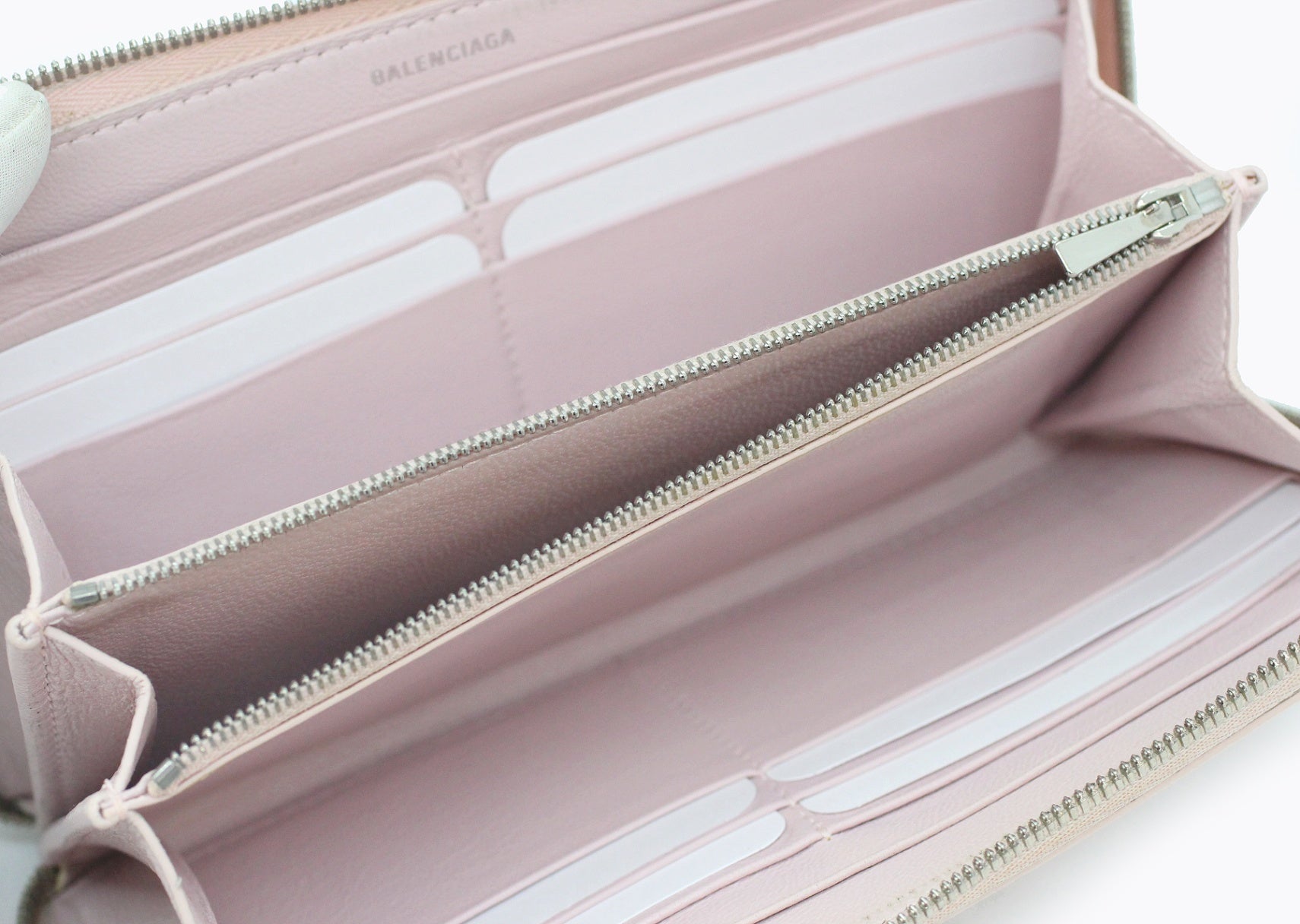 BALENCIAGA(バレンシアガ) ラウンドファスナー長財布 594290 ジップウォレット レザー パステルピンク ロゴ - 安心保証・業界最安値の販売 福助