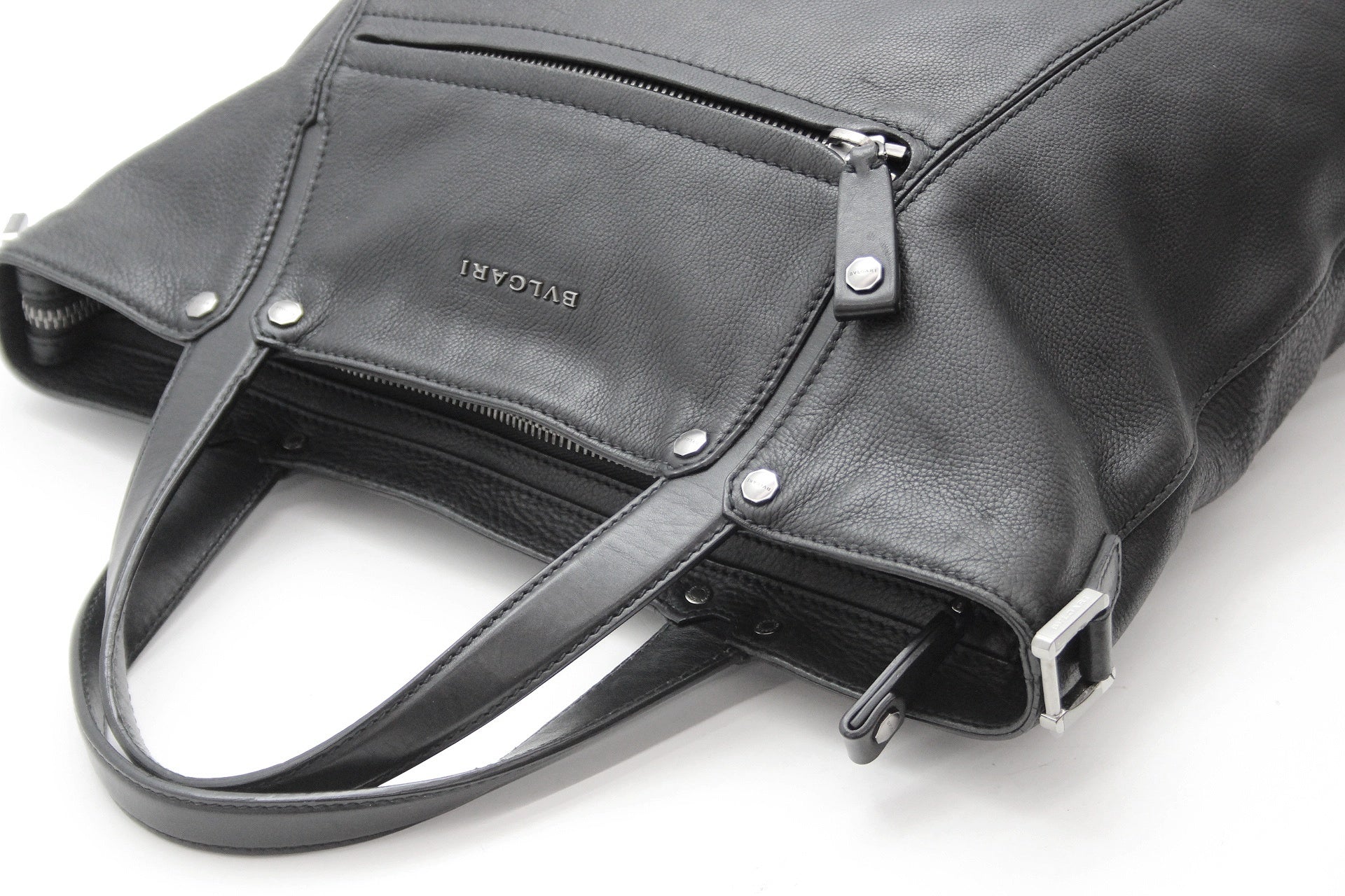 BVLGARI(ブルガリ) オクト 284682 レザー トートバッグ ショルダーストラップ付属 メンズ ブラック - 安心保証・業界最安値の販売 福助