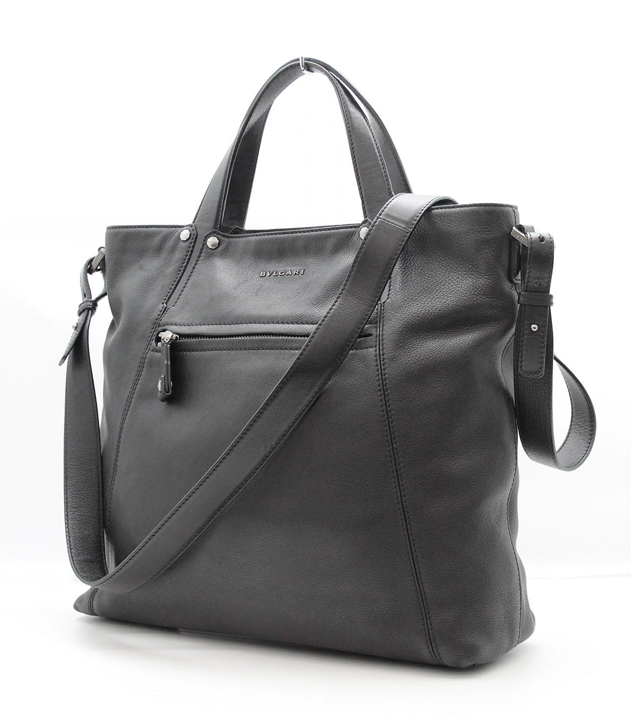 BVLGARI(ブルガリ) オクト 284682 レザー トートバッグ ショルダーストラップ付属 メンズ ブラック - 安心保証・業界最安値の販売 福助