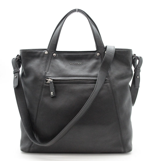 BVLGARI(ブルガリ) オクト 284682 レザー トートバッグ ショルダーストラップ付属 メンズ ブラック - 安心保証・業界最安値の販売 福助
