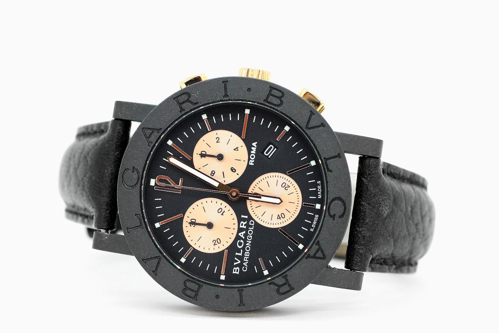 BVLGARI ブルガリブルガリ クロノグラフ ROMA(ローマ) BB38CLCH クォーツ カーボン ピンクゴールドカラー - 電動工具・楽器・ブランド・住設家電も総合リユース｜リサイクルショップ福助