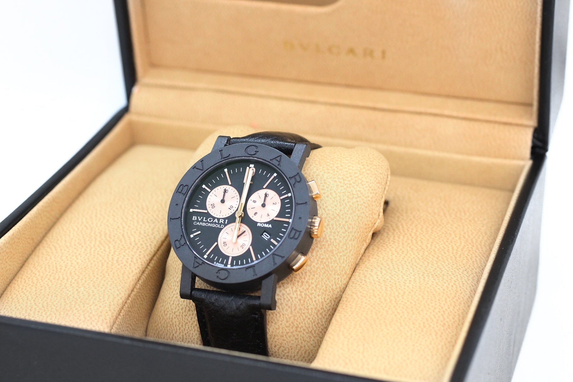 BVLGARI ブルガリブルガリ クロノグラフ ROMA(ローマ) BB38CLCH クォーツ カーボン ピンクゴールドカラー - 電動工具・楽器・ブランド・住設家電も総合リユース｜リサイクルショップ福助