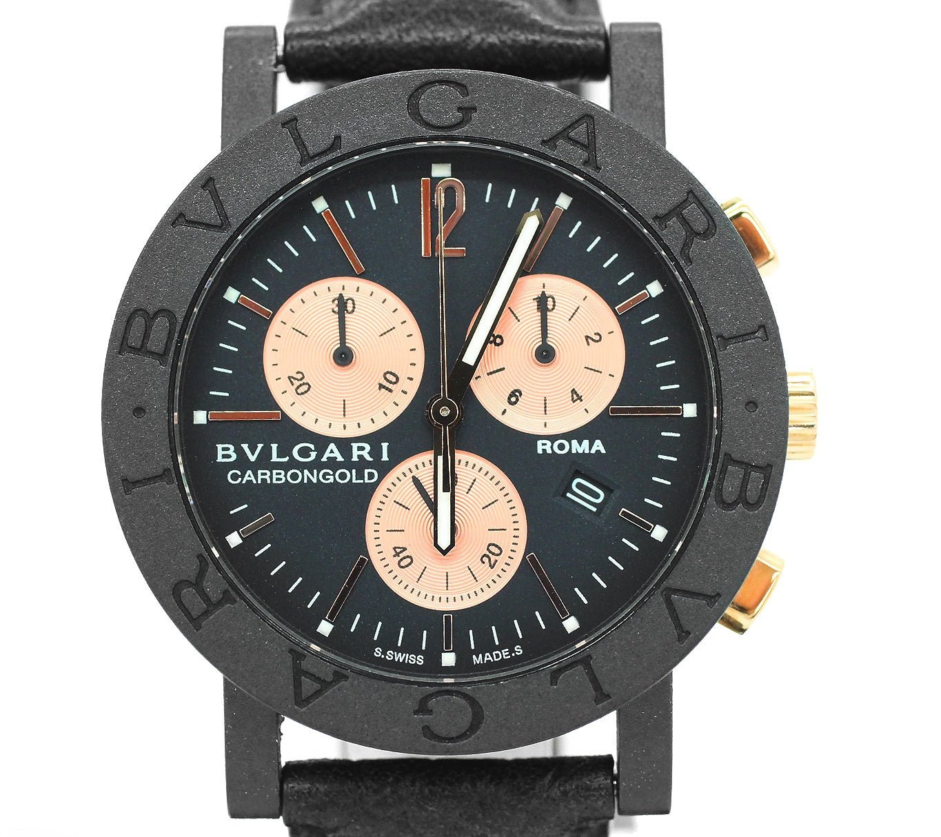 BVLGARI ブルガリブルガリ クロノグラフ ROMA(ローマ) BB38CLCH クォーツ カーボン ピンクゴールドカラー - 電動工具・楽器・ブランド・住設家電も総合リユース｜リサイクルショップ福助