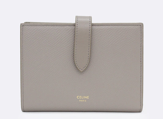 CELINE(セリーヌ) ミディアムストラップウォレット 二つ折り財布 グレー コンパクト - 安心保証・業界最安値の販売 福助