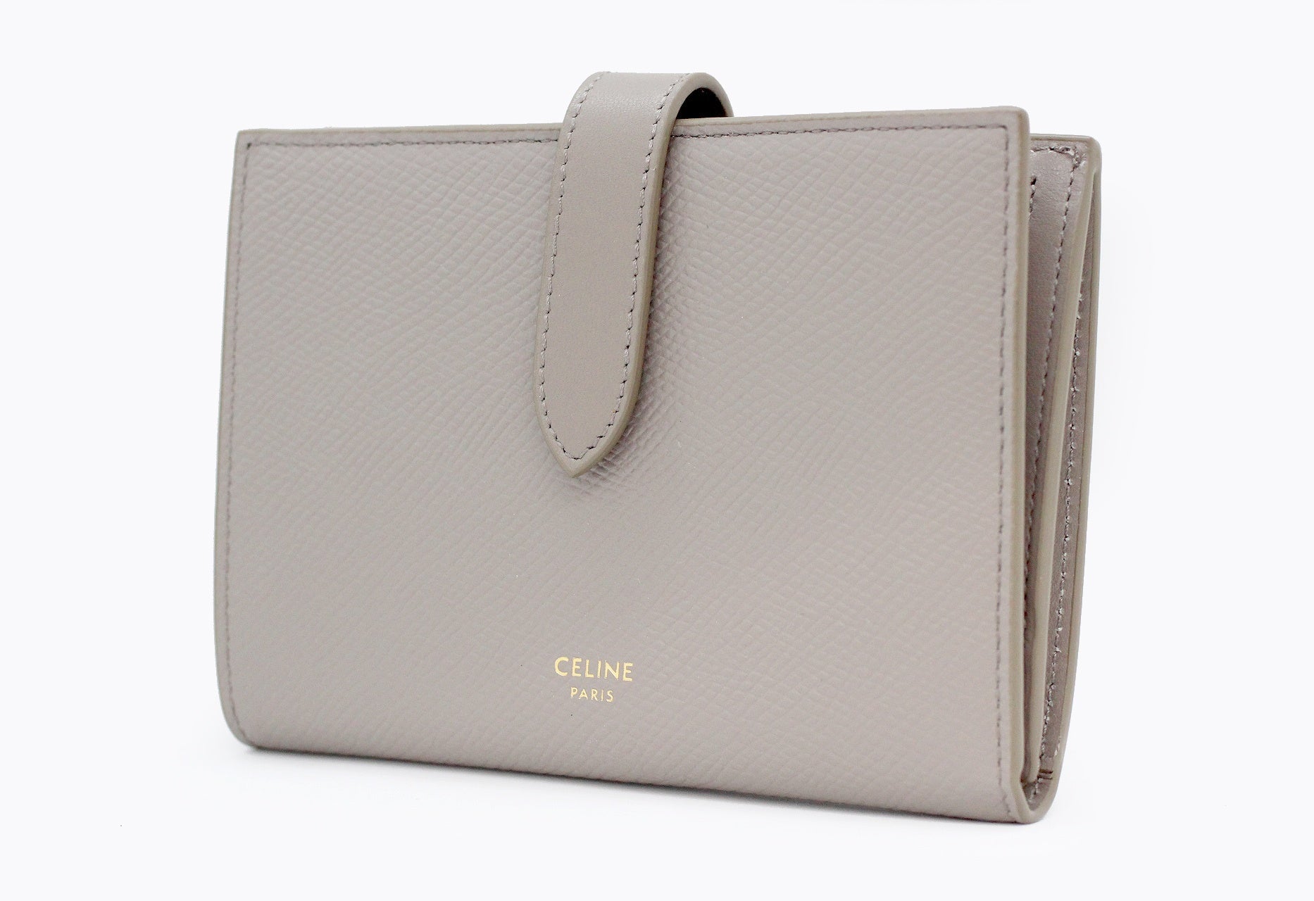 CELINE(セリーヌ) ミディアムストラップウォレット 二つ折り財布 グレー コンパクト - 安心保証・業界最安値の販売 福助