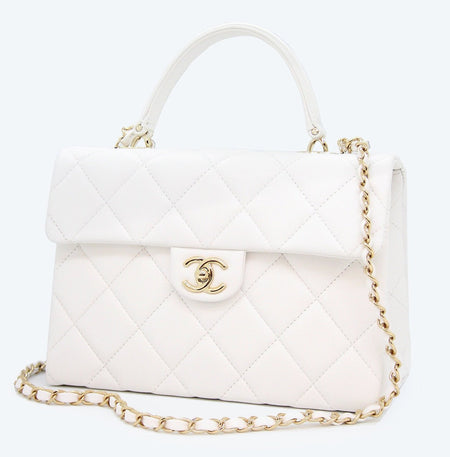CHANEL(シャネル) ココハンドル マトラッセ キャビアスキン バッグ チェーンショルダー ホワイト - 安心保証・業界最安値の販売 福助