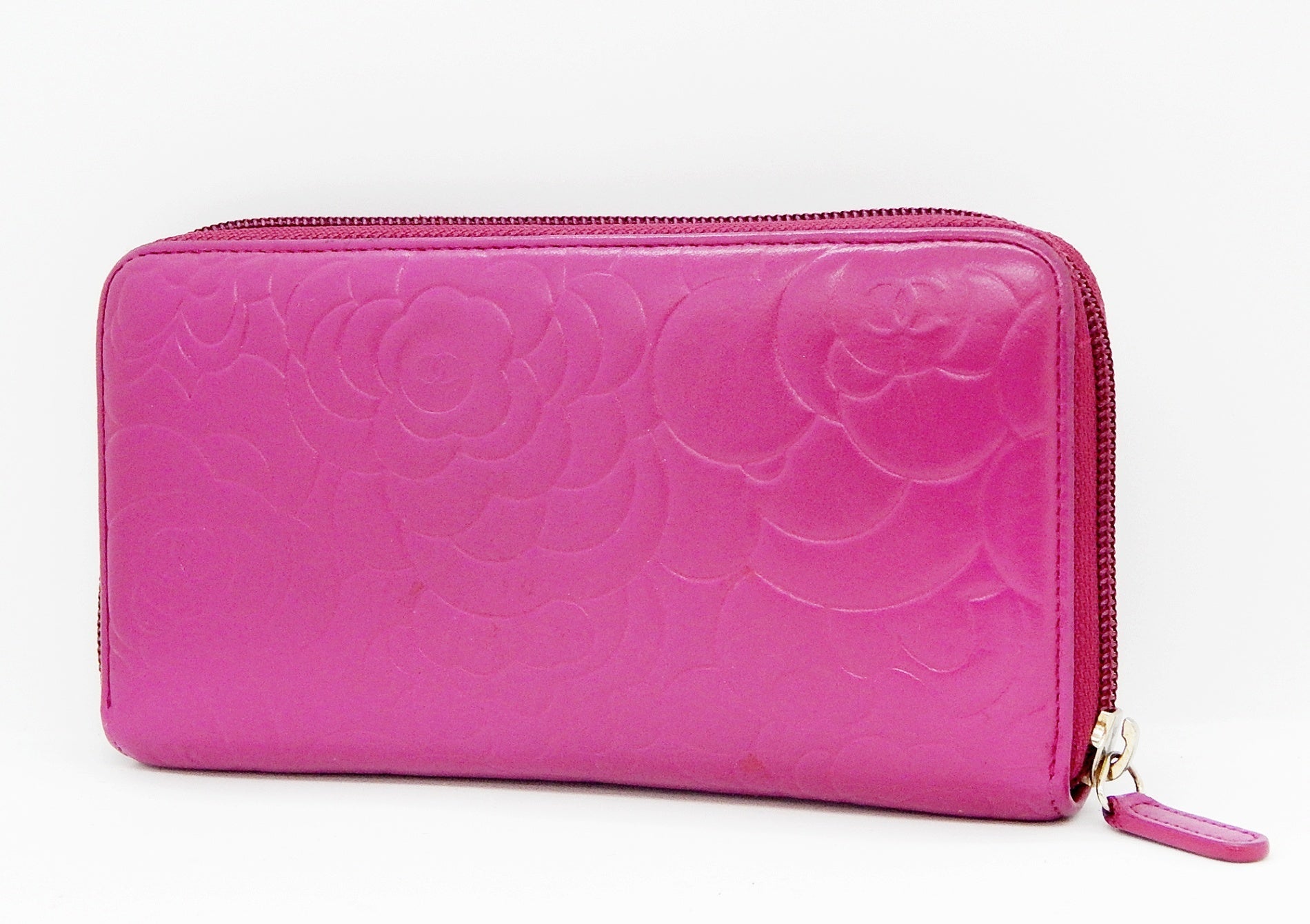 CHANEL(シャネル) カメリア ラウンドファスナー 長財布 ピンク ジップウォレット - 安心保証・業界最安値の販売 福助