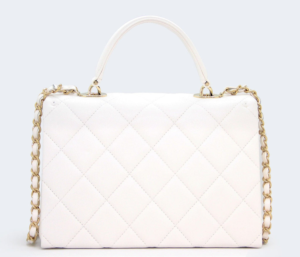 CHANEL(シャネル) ココハンドル マトラッセ キャビアスキン バッグ チェーンショルダー ホワイト - 安心保証・業界最安値の販売 福助