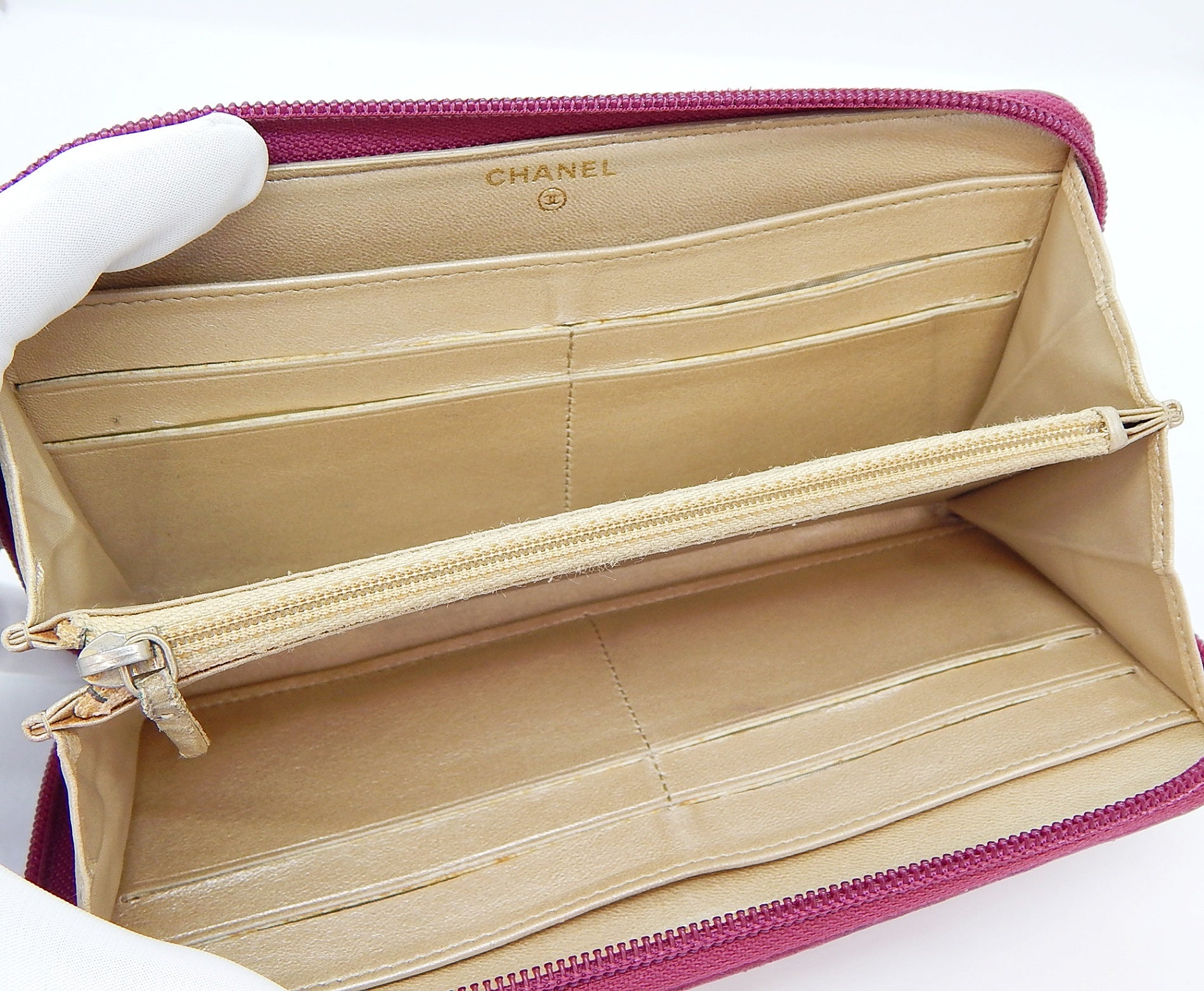 CHANEL(シャネル) カメリア ラウンドファスナー 長財布 ピンク ジップウォレット - 安心保証・業界最安値の販売 福助