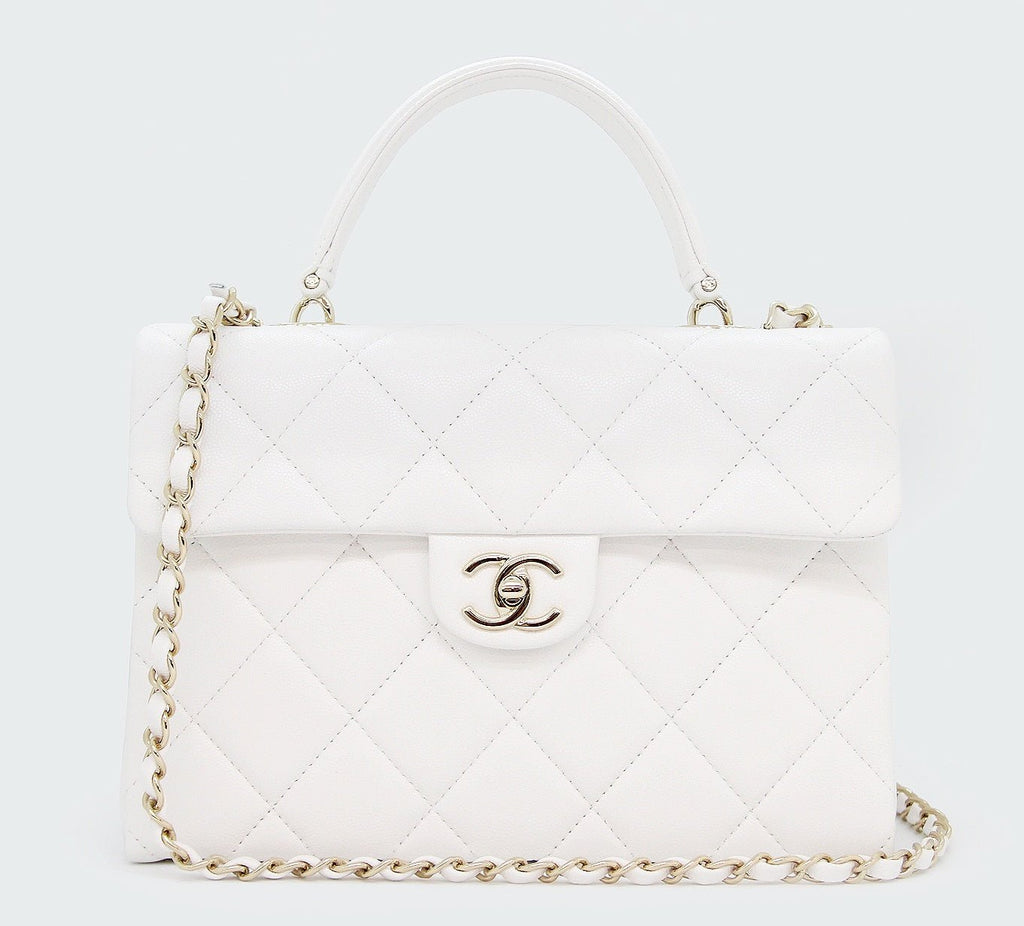 CHANEL(シャネル) ココハンドル マトラッセ キャビアスキン バッグ チェーンショルダー ホワイト - 安心保証・業界最安値の販売 福助