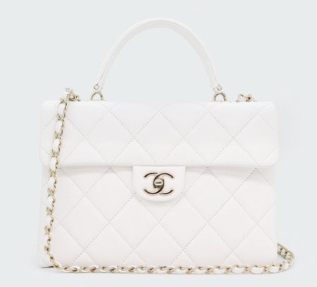 CHANEL(シャネル) ココハンドル マトラッセ キャビアスキン バッグ チェーンショルダー ホワイト - 安心保証・業界最安値の販売 福助