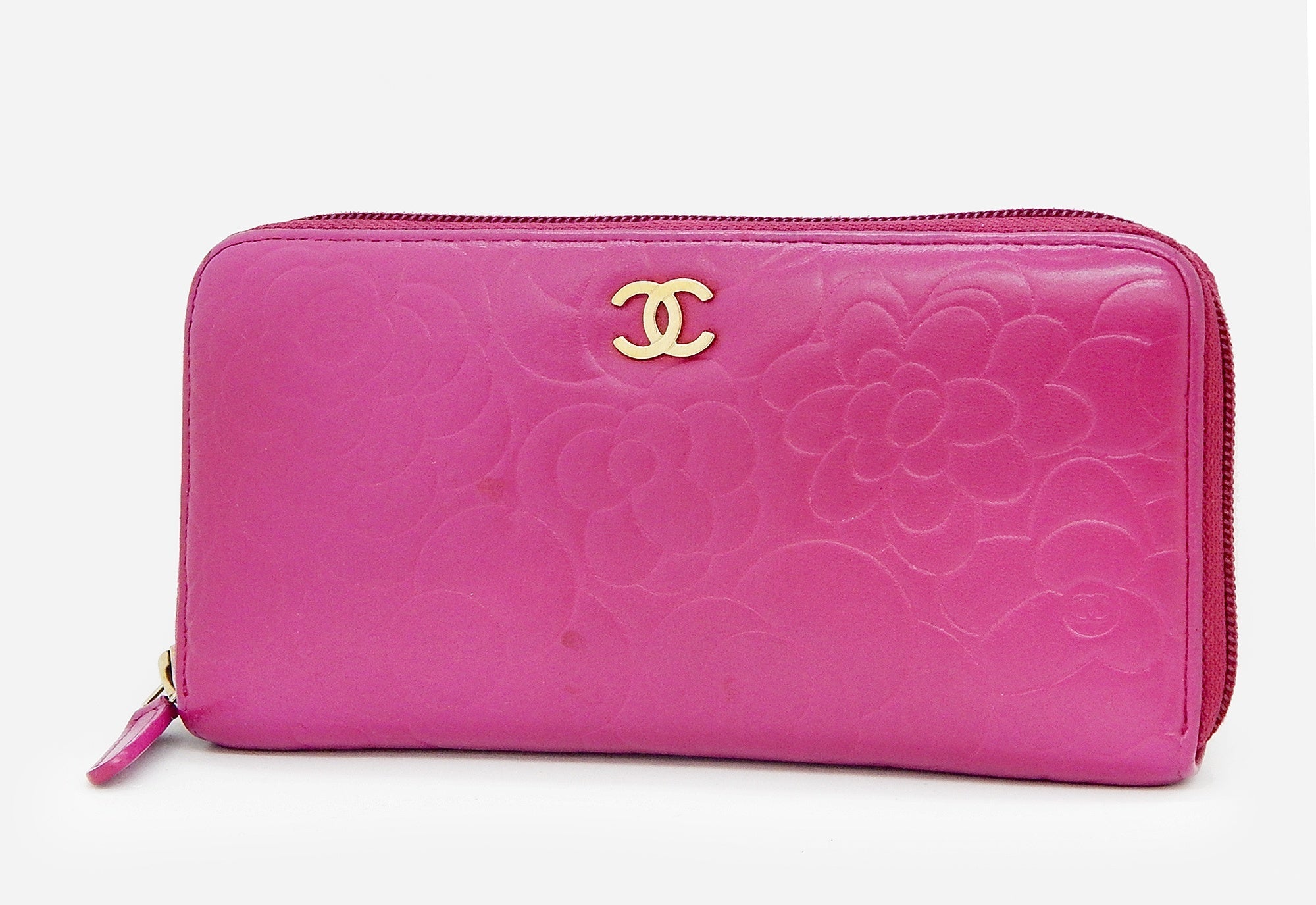 CHANEL(シャネル) カメリア ラウンドファスナー 長財布 ピンク ジップウォレット - 安心保証・業界最安値の販売 福助