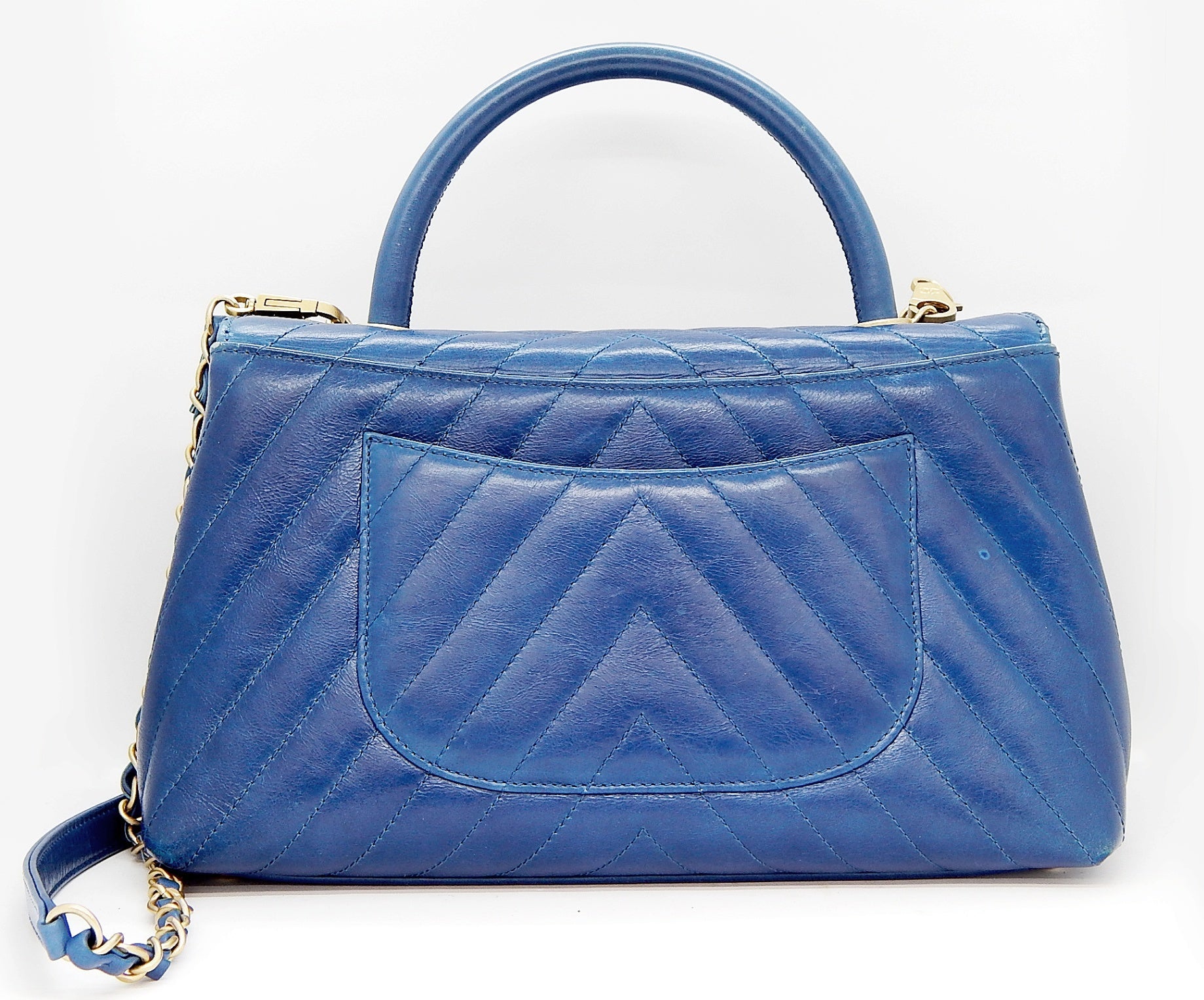 CHANEL(シャネル) Vステッチ ココハンドル チェーンショルダーバッグ ブルー - 安心保証・業界最安値の販売 福助