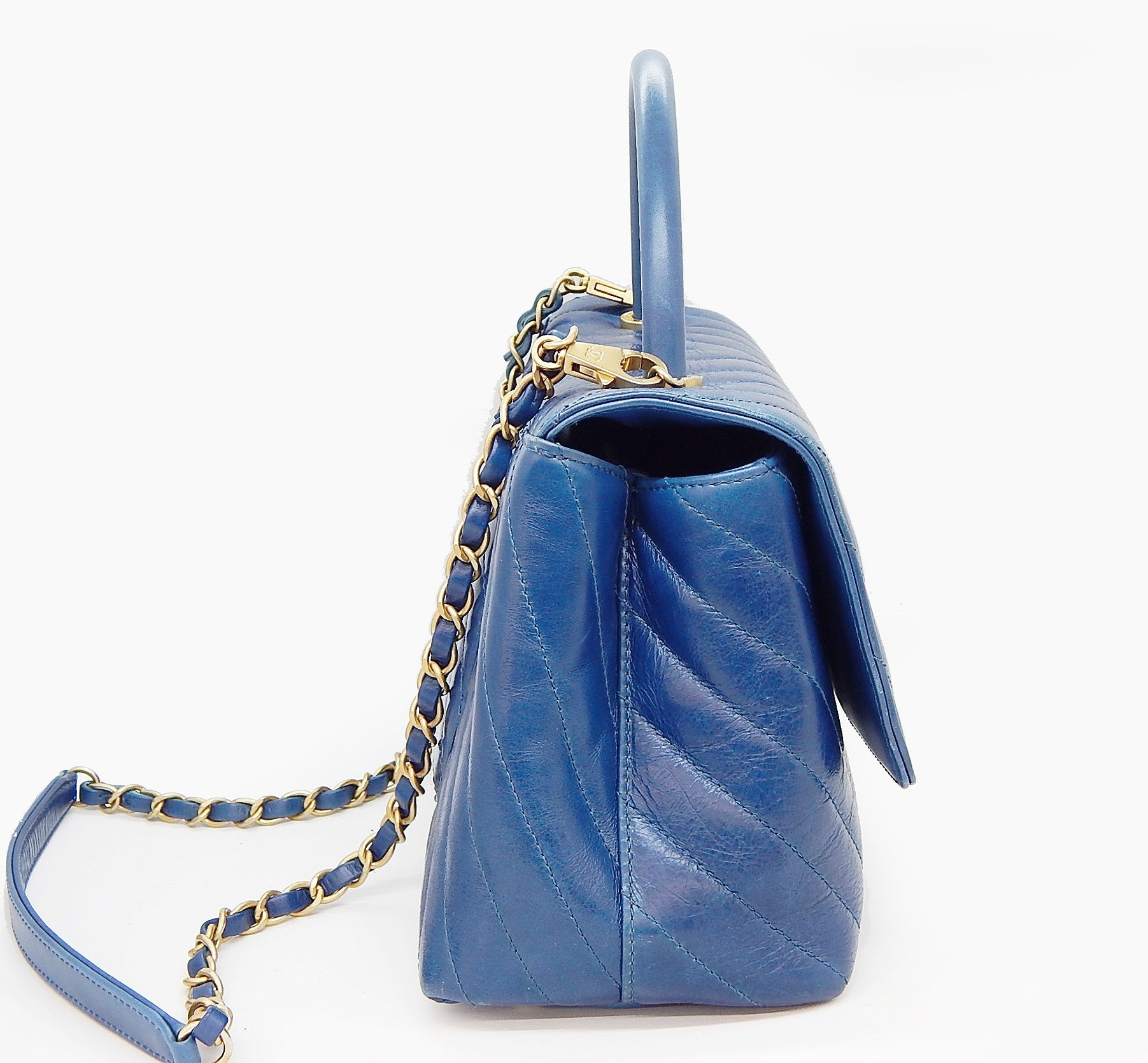 CHANEL(シャネル) Vステッチ ココハンドル チェーンショルダーバッグ ブルー - 安心保証・業界最安値の販売 福助