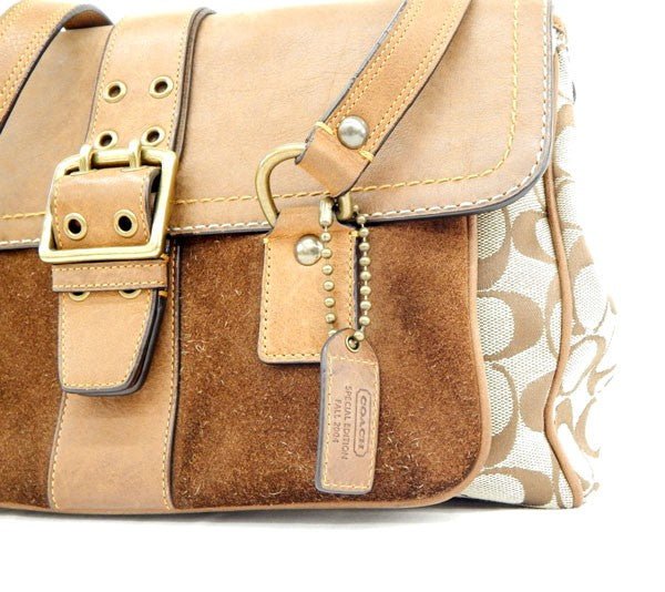 COACH　コーチ 7065 シグネチャー/スエード/レザー ハンドバッグ　スエードサッチェル - 安心保証・業界最安値の販売 福助