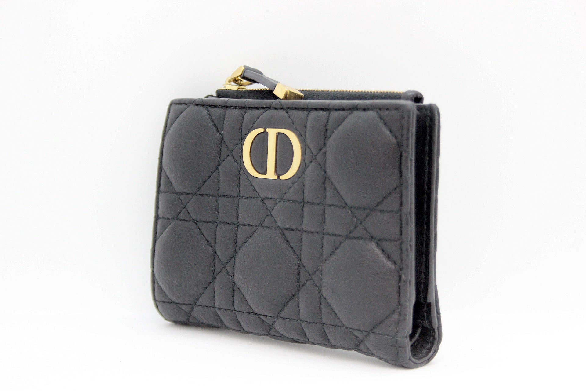 Dior Caro Dahlia ウォレット カナージュ カーフスキン ブラック ディオール カロ ダリア コンパクト 二つ折り財布 - 安心保証・業界最安値の販売 福助