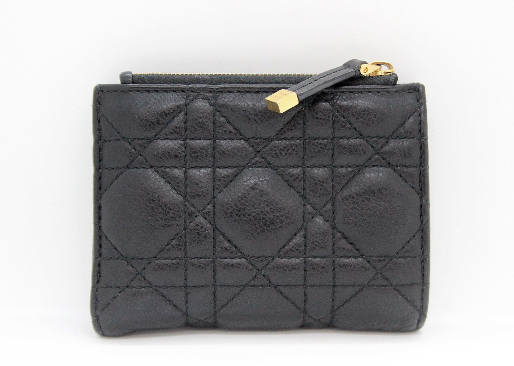 Dior Caro Dahlia ウォレット カナージュ カーフスキン ブラック ディオール カロ ダリア コンパクト 二つ折り財布 - 安心保証・業界最安値の販売 福助