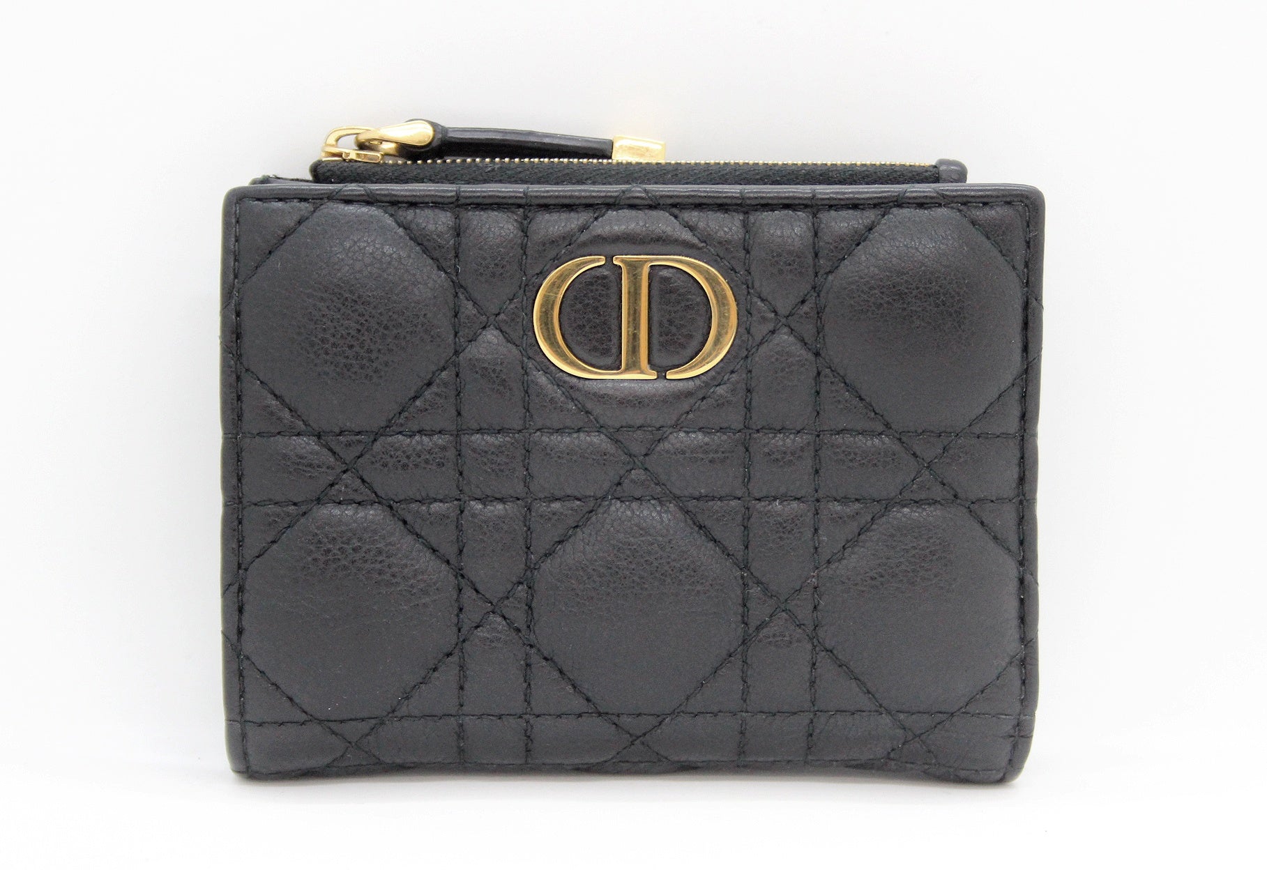 Dior Caro Dahlia ウォレット カナージュ カーフスキン ブラック ディオール カロ ダリア コンパクト 二つ折り財布 - 安心保証・業界最安値の販売 福助