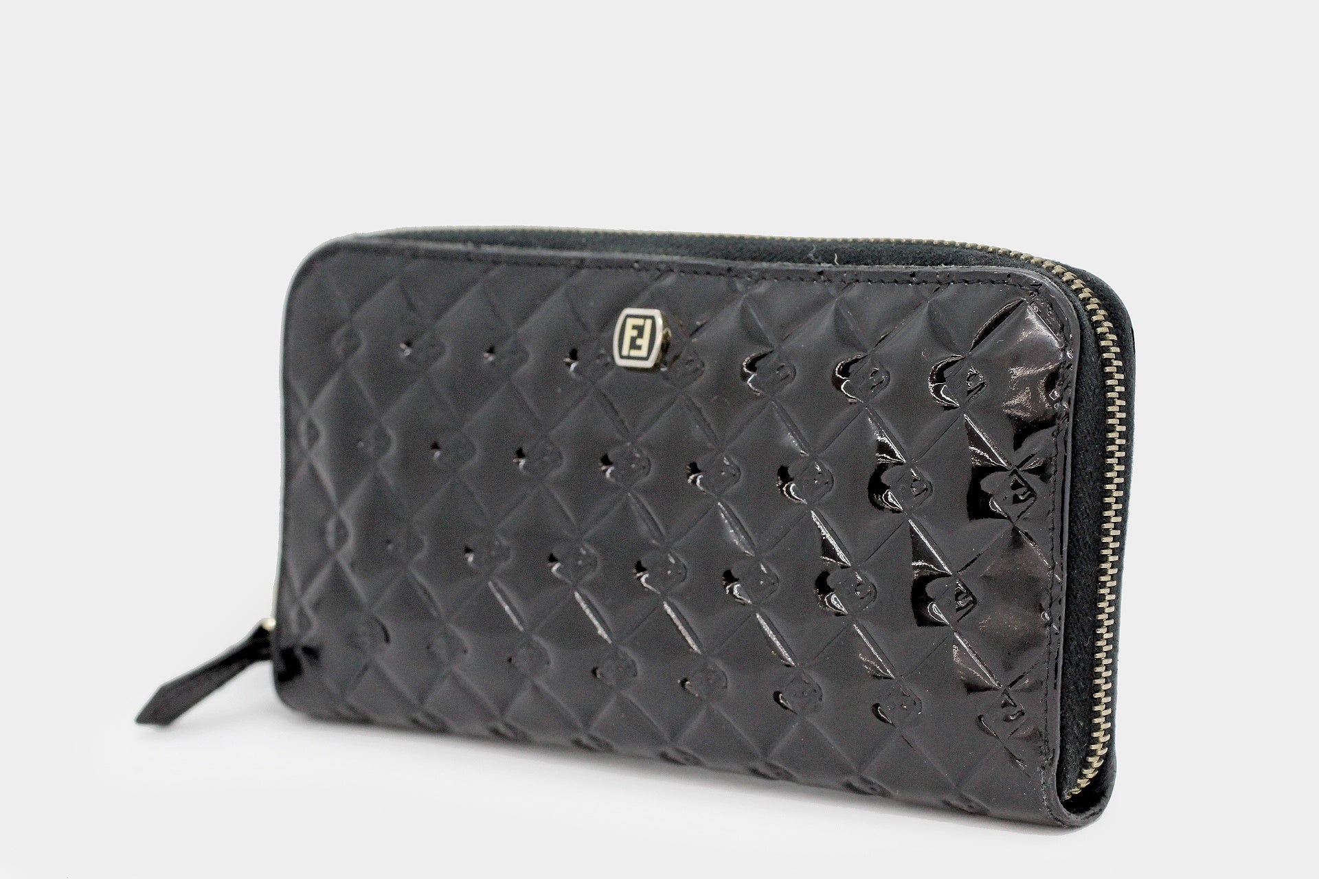 FENDI(フェンディ) ジップウォレット ラウンドファスナー 長財布 エナメル 黒/ブラック 8M0024 - 安心保証・業界最安値の販売 福助