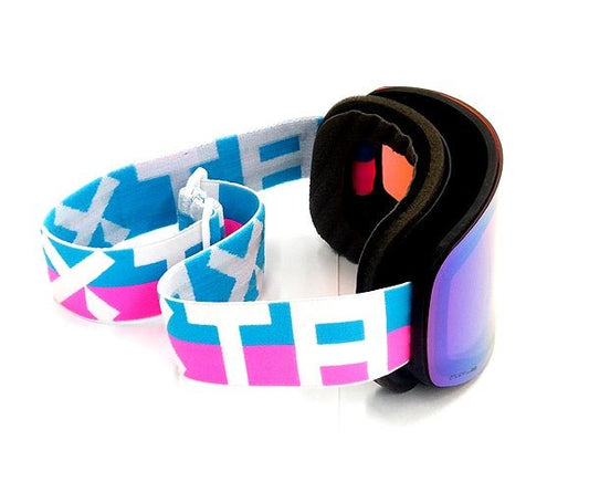 Flaxta/フラクスタ スキーゴーグル Prime Bright Pink/Flaxta Blue ブライトピンク/フラクスタブルー ブルーミラーレンズ 80120 8036 円筒型二重レンズ - 安心保証・業界最安値の販売 福助