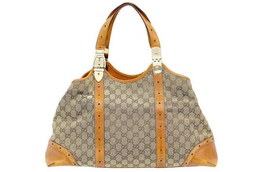 GUCCI(グッチ) トートバッグ/ハンドバッグ 145769 GGキャンバス レザー ベージュ×ブラウン - 電動工具・楽器・ブランド・住設家電も総合リユース｜リサイクルショップ福助