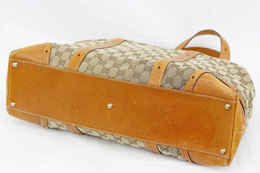 GUCCI(グッチ) トートバッグ/ハンドバッグ 145769 GGキャンバス レザー ベージュ×ブラウン - 電動工具・楽器・ブランド・住設家電も総合リユース｜リサイクルショップ福助