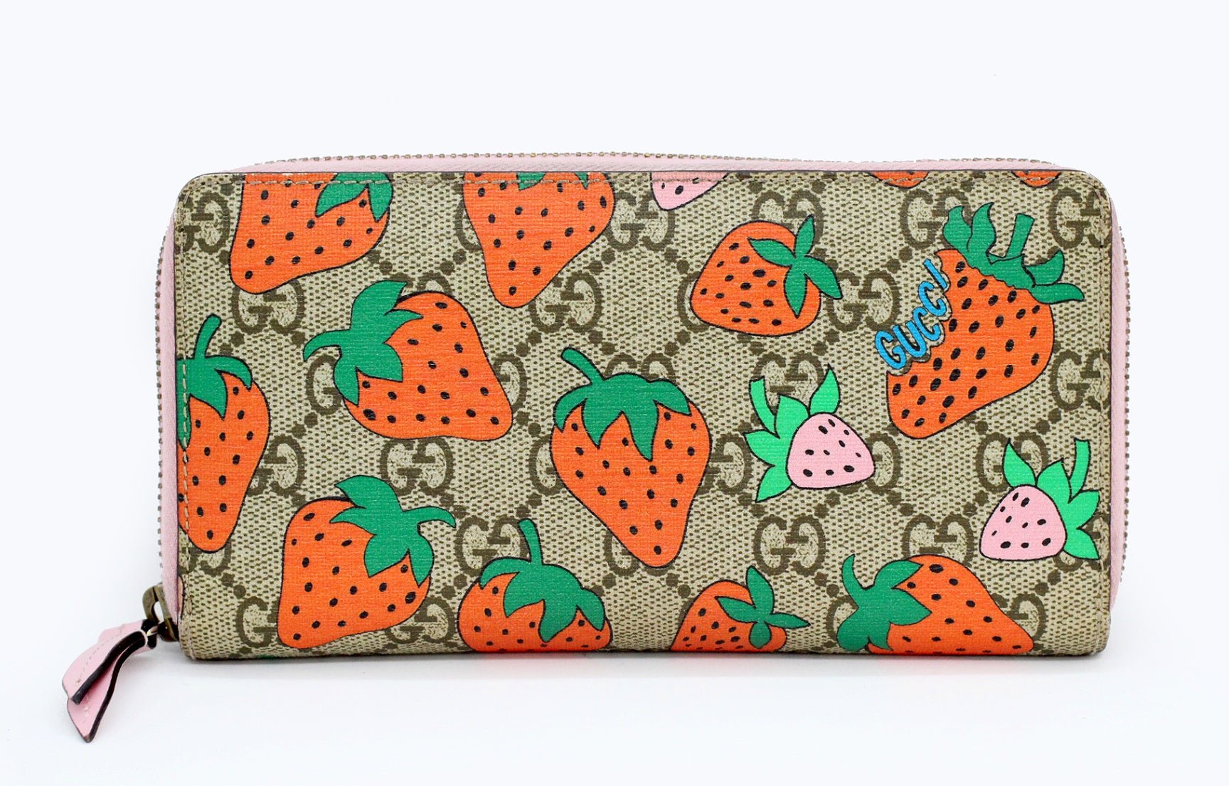 GUCCI [グッチ] ジップウォレット STRAWBERRY PRINT ストロベリープリント B.EB.MULT/SUGAR PINK ラウンドファスナー財布 - 安心保証・業界最安値の販売 福助