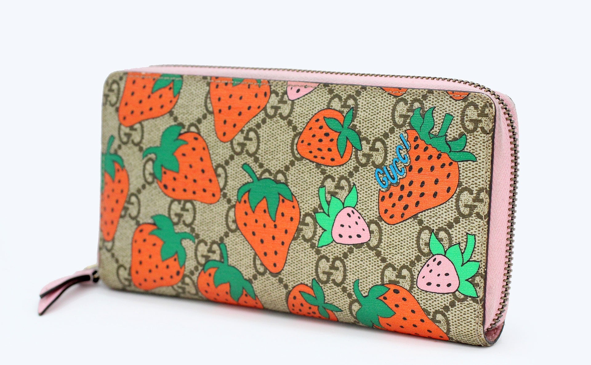 GUCCI [グッチ] ジップウォレット STRAWBERRY PRINT ストロベリープリント B.EB.MULT/SUGAR PINK ラウンドファスナー財布 - 安心保証・業界最安値の販売 福助
