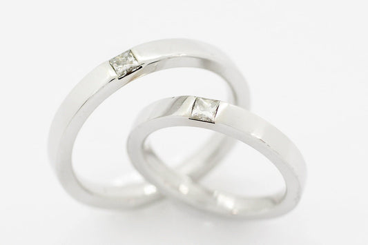 HARRY WINSTON(ハリーウィンストン) Pt950 ペアリング/マリッジリング プリンセスカット ダイヤモンド 15号/6.5号 - 電動工具・楽器・ブランド・住設家電も総合リユース｜リサイクルショップ福助