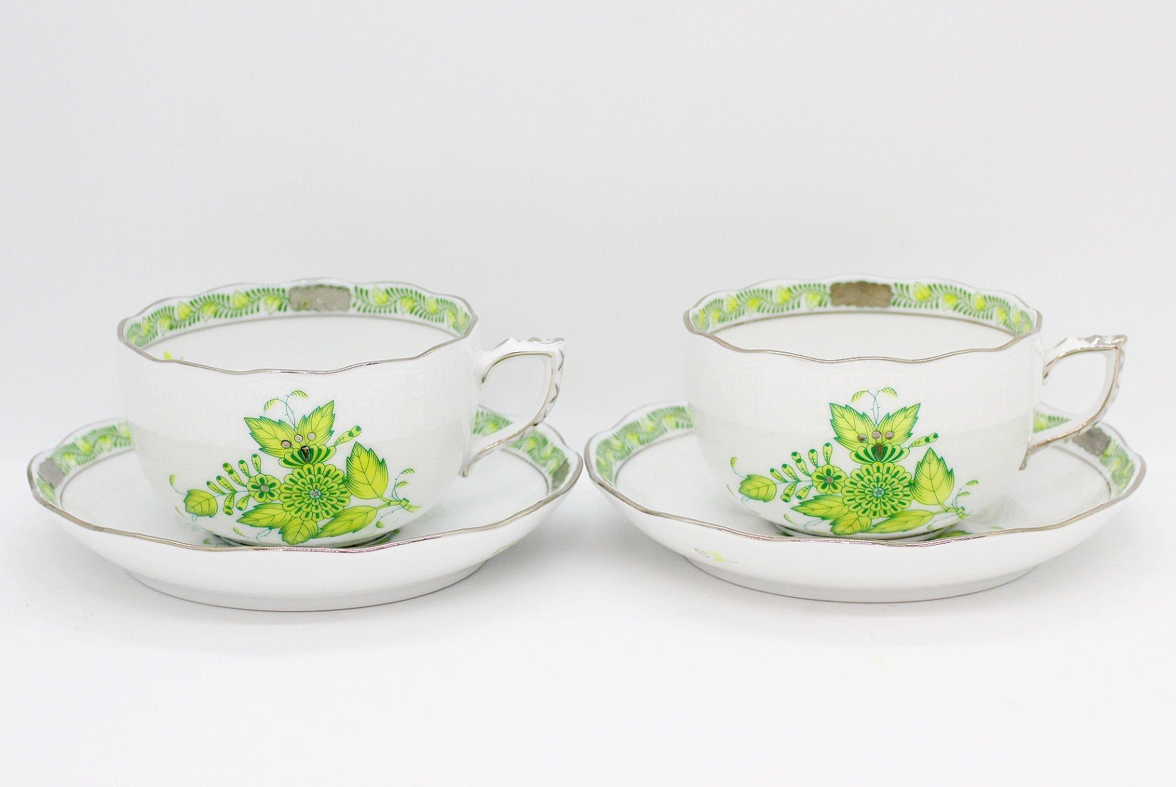 HEREND(ヘレンド) アポニー・キーライムグリーン ティーカップ&ソーサー 2客セット ペア - 安心保証・業界最安値の販売 福助