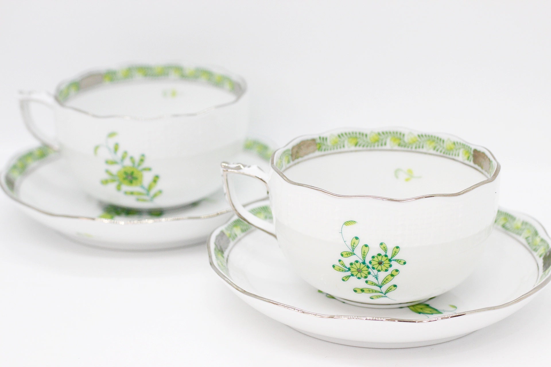 HEREND(ヘレンド) アポニー・キーライムグリーン ティーカップ&ソーサー 2客セット ペア - 安心保証・業界最安値の販売 福助