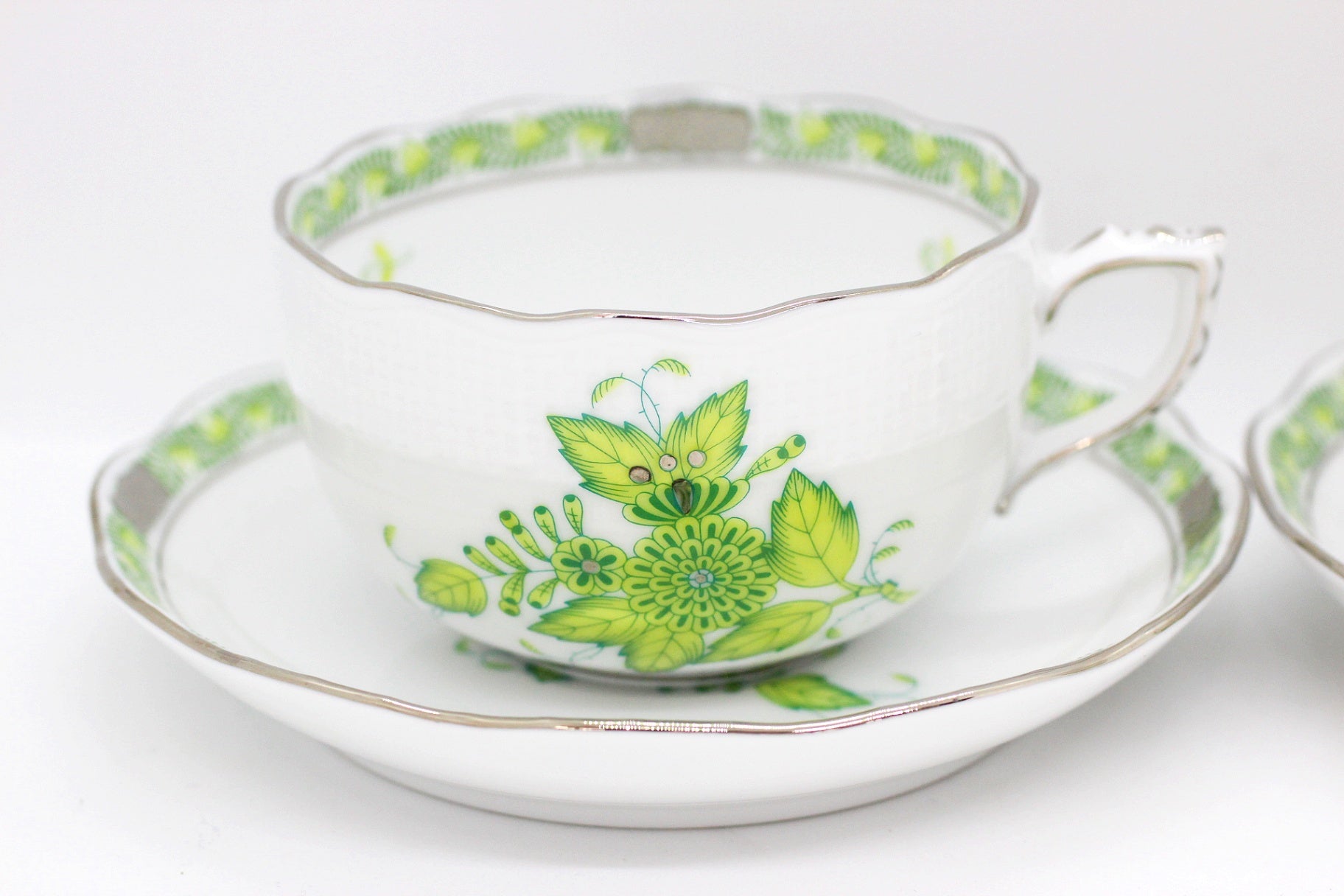 HEREND(ヘレンド) アポニー・キーライムグリーン ティーカップ&ソーサー 2客セット ペア - 安心保証・業界最安値の販売 福助