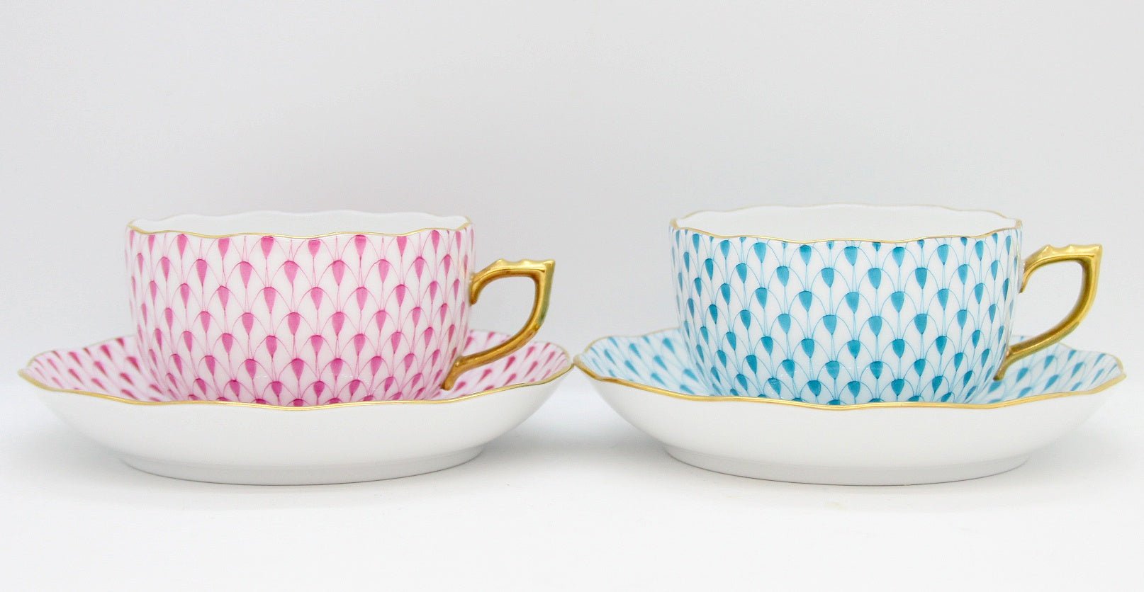HEREND(ヘレンド) エカイユ カップ＆ソーサー ピンク ターコイズ ペア 200ml 2客セット - 安心保証・業界最安値の販売 福助