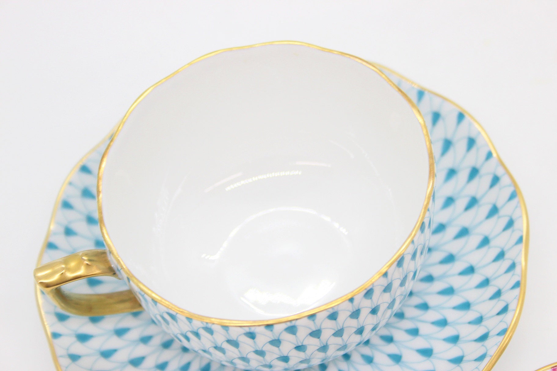 HEREND(ヘレンド) エカイユ カップ＆ソーサー ピンク ターコイズ ペア 200ml 2客セット - 安心保証・業界最安値の販売 福助