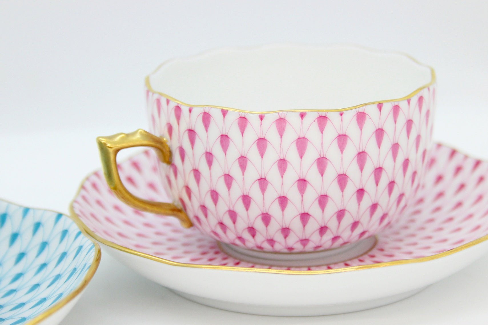 HEREND(ヘレンド) エカイユ カップ＆ソーサー ピンク ターコイズ ペア 200ml 2客セット - 安心保証・業界最安値の販売 福助