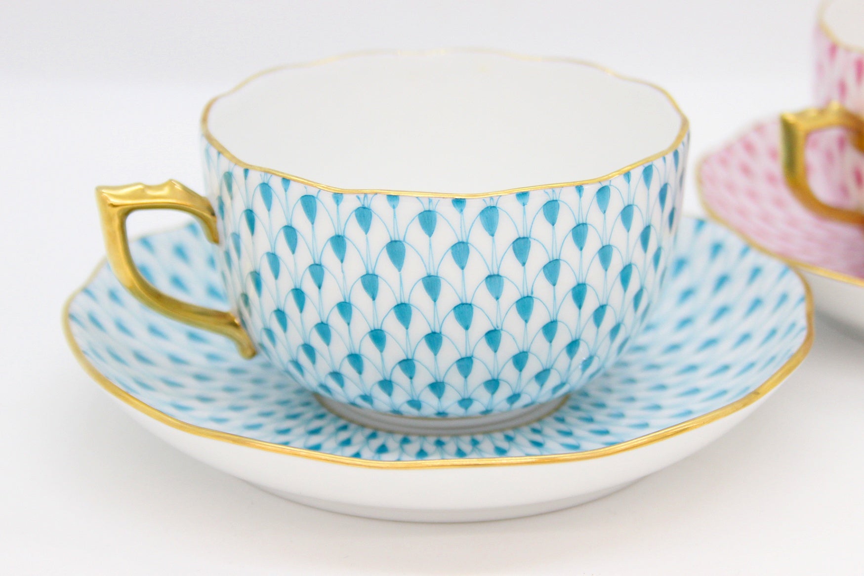 HEREND(ヘレンド) エカイユ カップ＆ソーサー ピンク ターコイズ ペア 200ml 2客セット - 安心保証・業界最安値の販売 福助