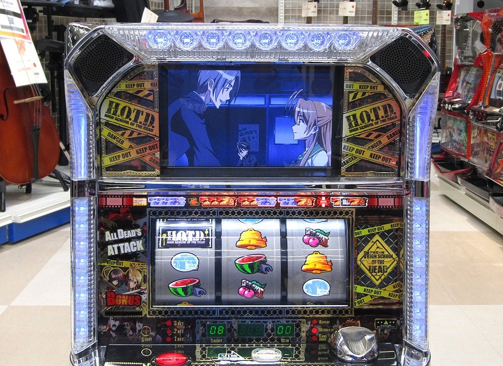 パチスロ実機 学園黙示録 HIGH SCHOOL OF THE DEAD ハイスクールオブザデッド コイン不要機搭載 100V対応 ボリューム調節有 - 安心保証・業界最安値の販売 福助