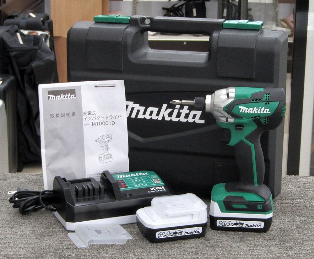 makita マキタ MTD001DSAX 充電式インパクトドライバ 14.4V 2Ah バッテリ2本/充電器/ケース付 - 電動工具・楽器・ブランド・住設家電も総合リユース｜リサイクルショップ福助