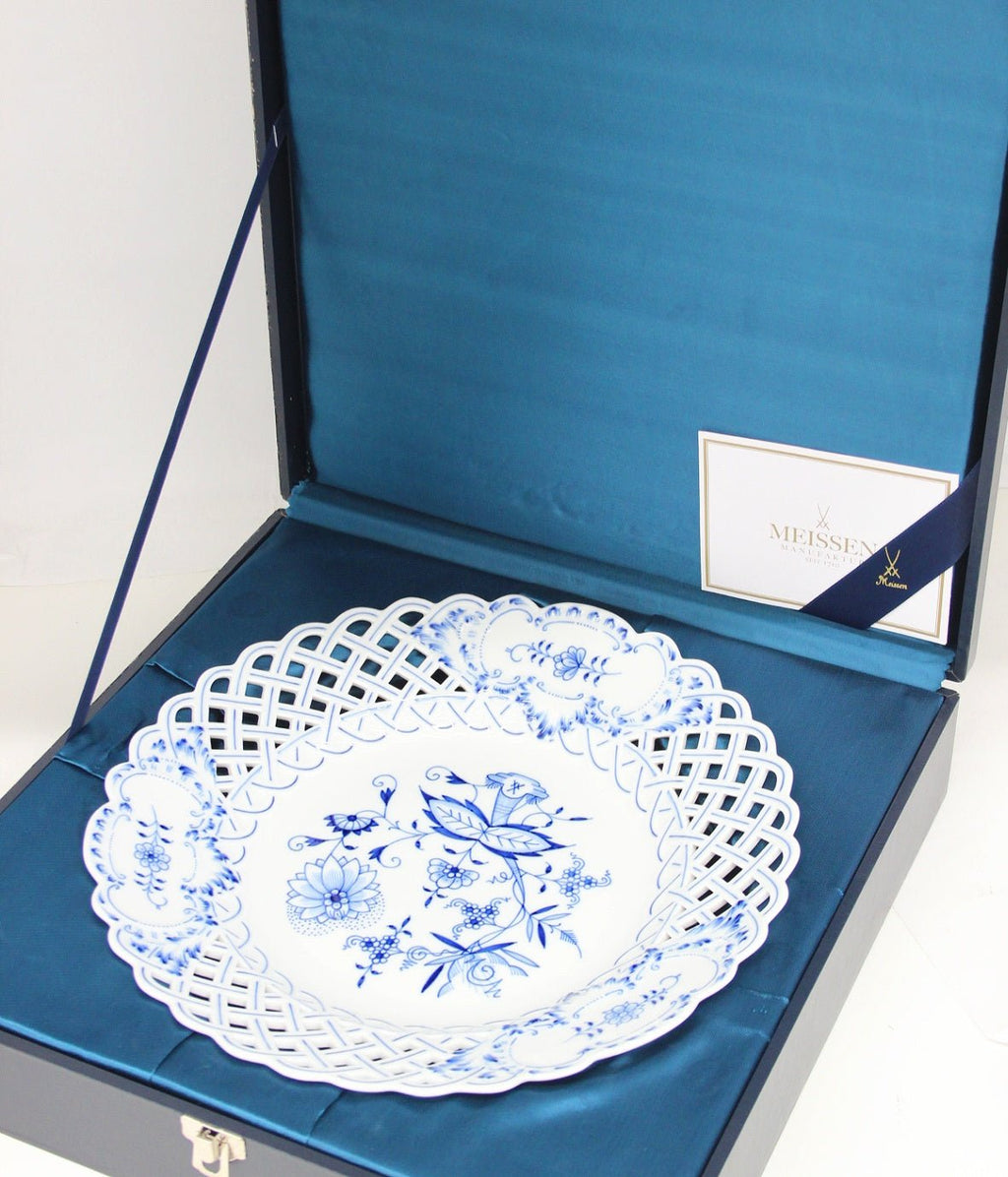 Meissen(マイセン) ブルーオニオン 透かし飾り皿 メッシュ プレート 29cm 800101/54804 - 安心保証・業界最安値の販売 福助