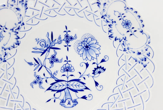 Meissen(マイセン) ブルーオニオン 透かし飾り皿 メッシュ プレート 29cm 800101/54804 - 安心保証・業界最安値の販売 福助