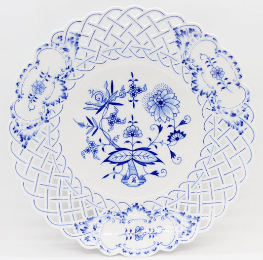 Meissen(マイセン) ブルーオニオン 透かし飾り皿 メッシュ プレート 29cm 800101/54804 - 安心保証・業界最安値の販売 福助