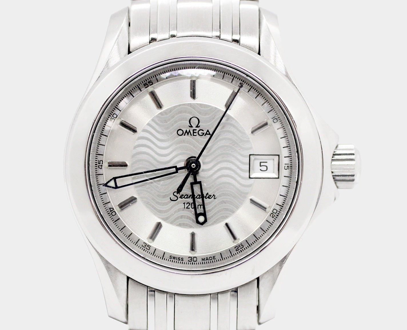 OMEGA(オメガ) シーマスター120 デイト Ref.596.1502 レディース クォーツ シルバーダイヤル - 安心保証・業界最安値の販売 福助