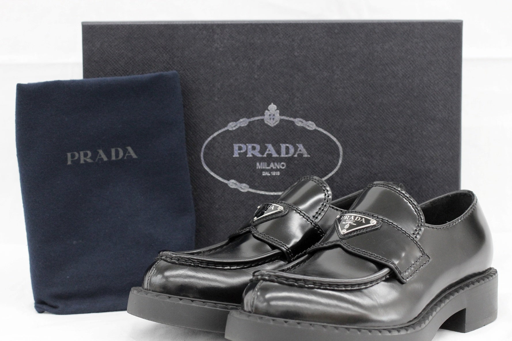 PRADA(プラダ) チョコレートブラッシュドレザー ローファー 2DE127 6 1/2(26.5cm相当) メンズ - 安心保証・業界最安値の販売 福助